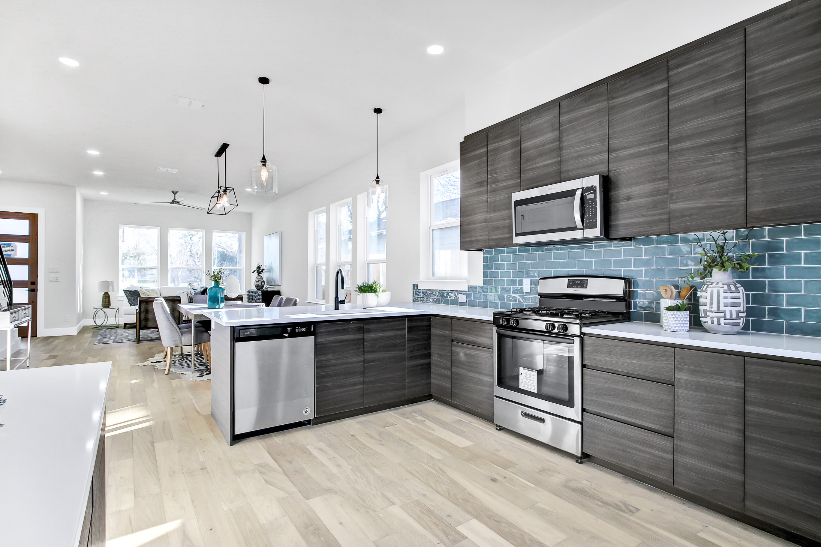 Charcoal slab kitchen
