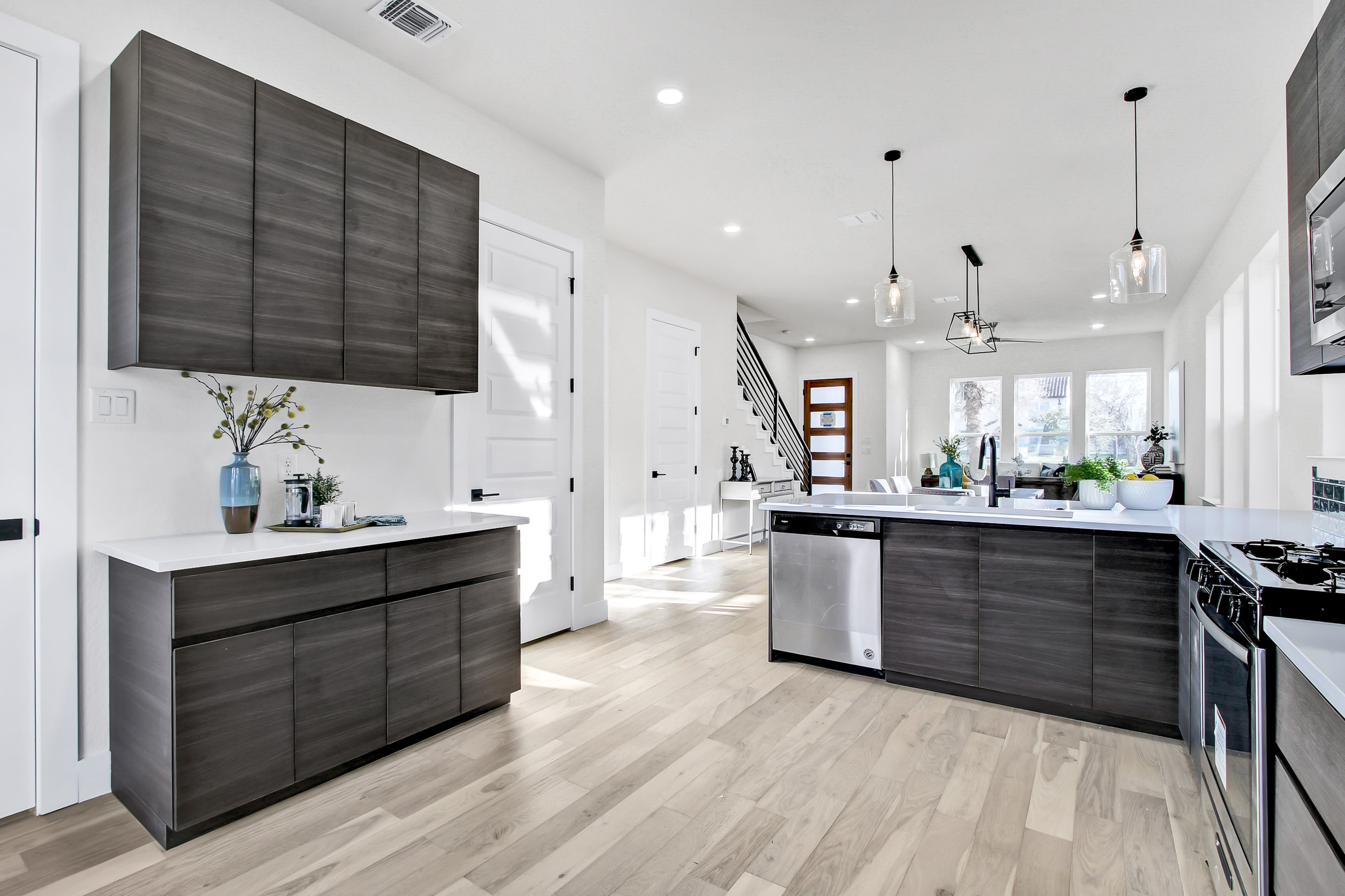 Dark slab kitchen wide