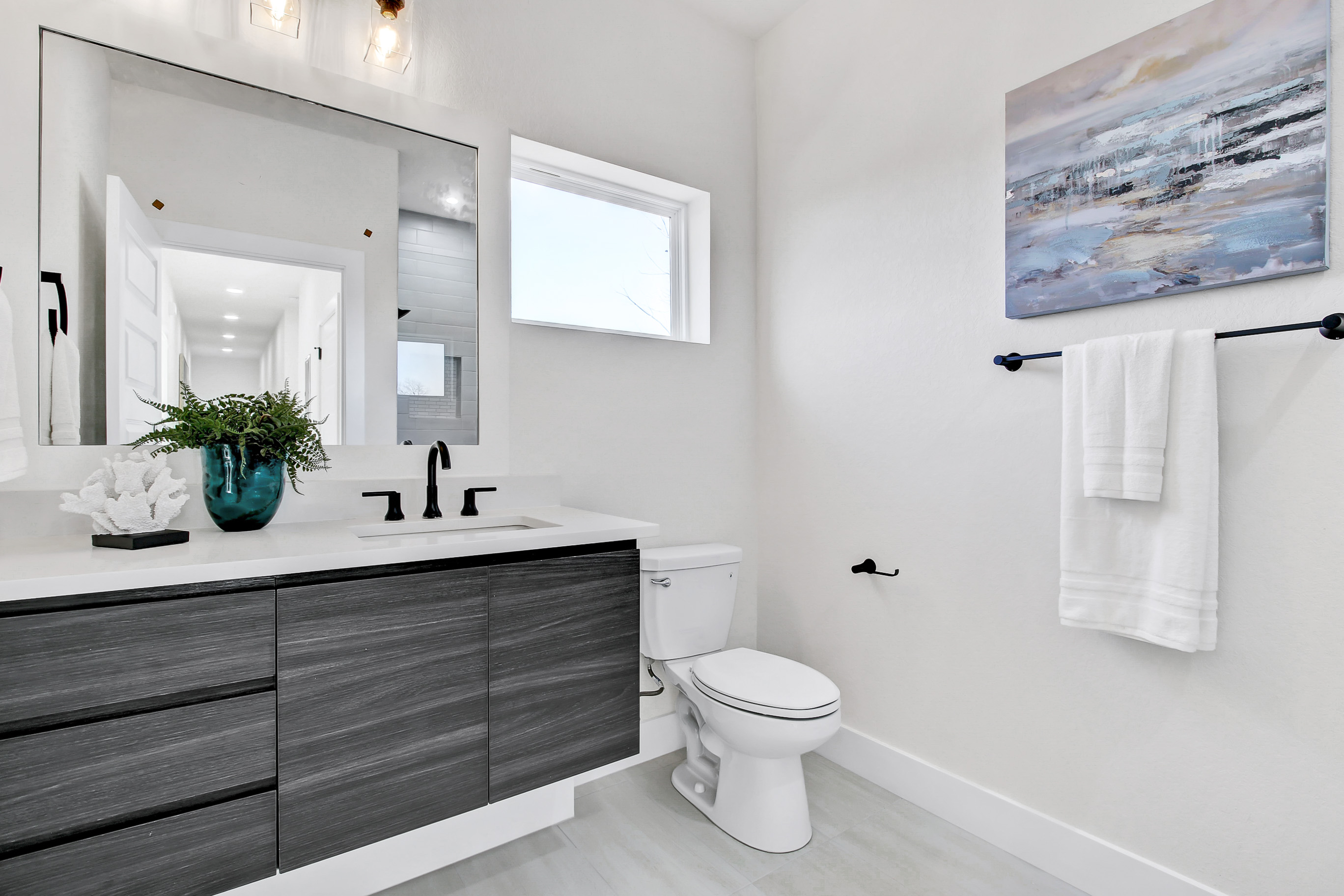 Dark flat-panel vanity