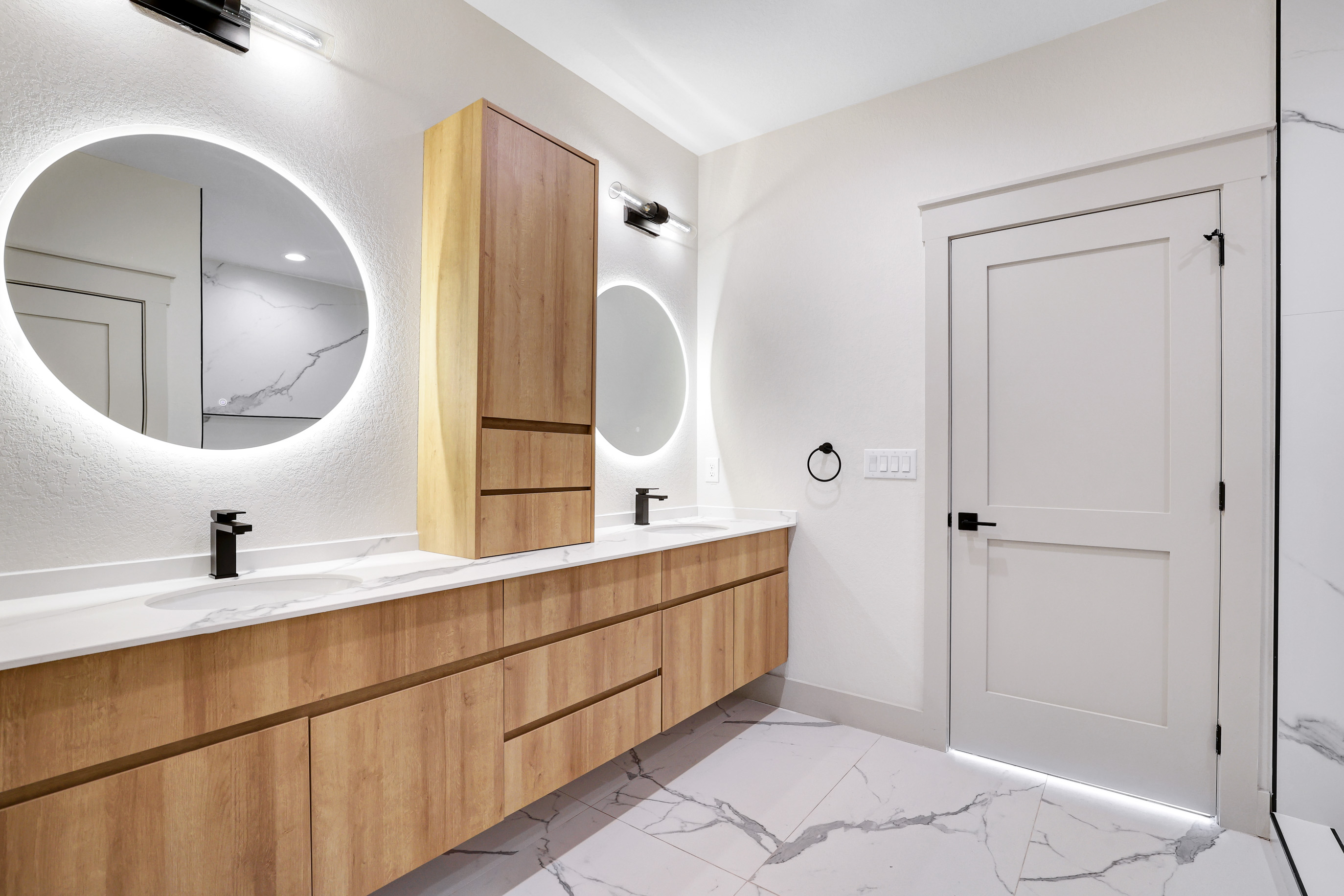 Floating oak vanity master