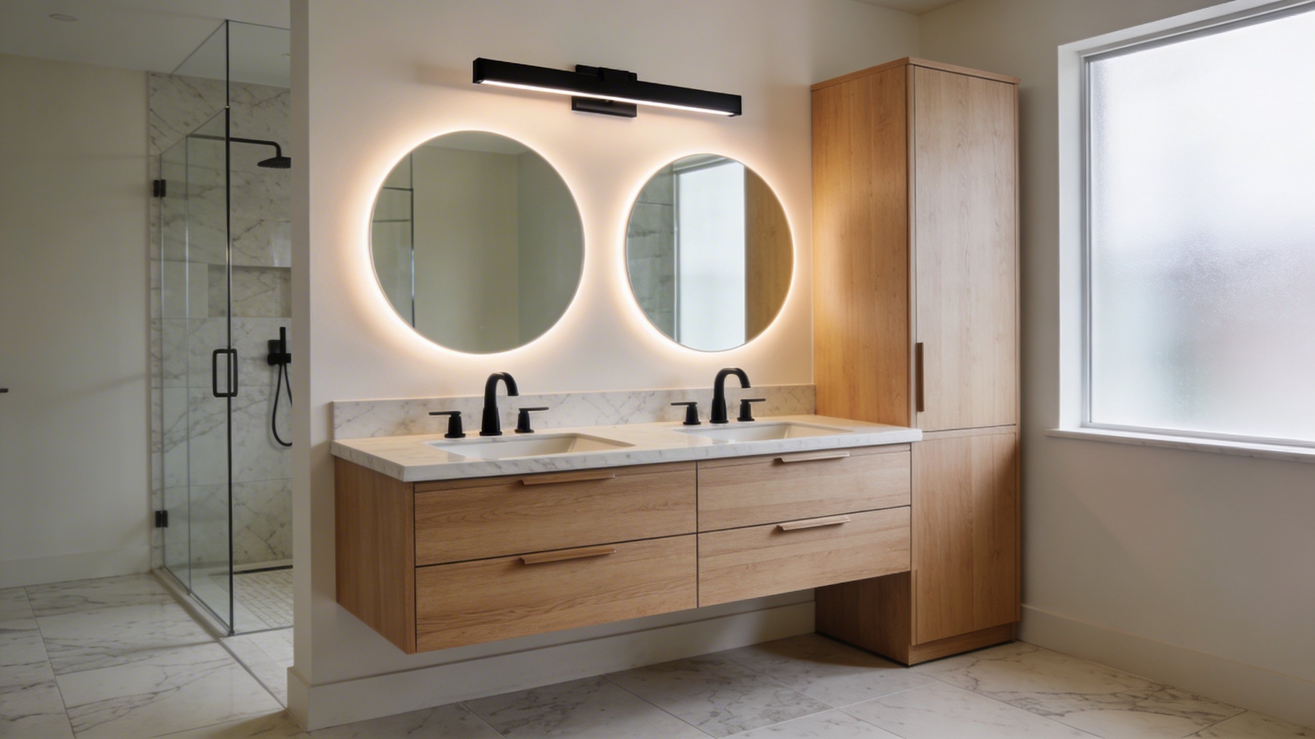 Floating Oak Vanity Detail
