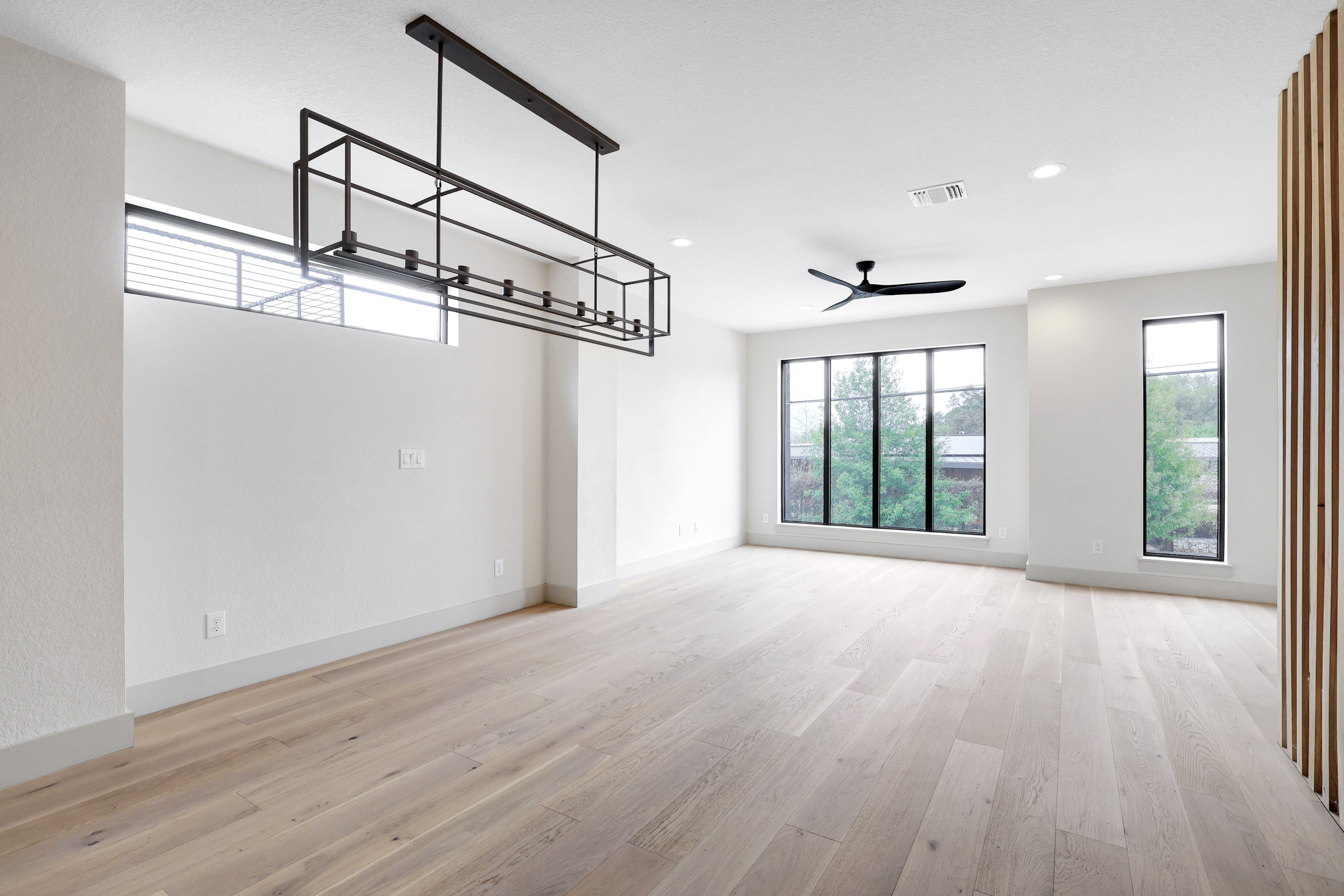 Linear Chandelier in Living Room