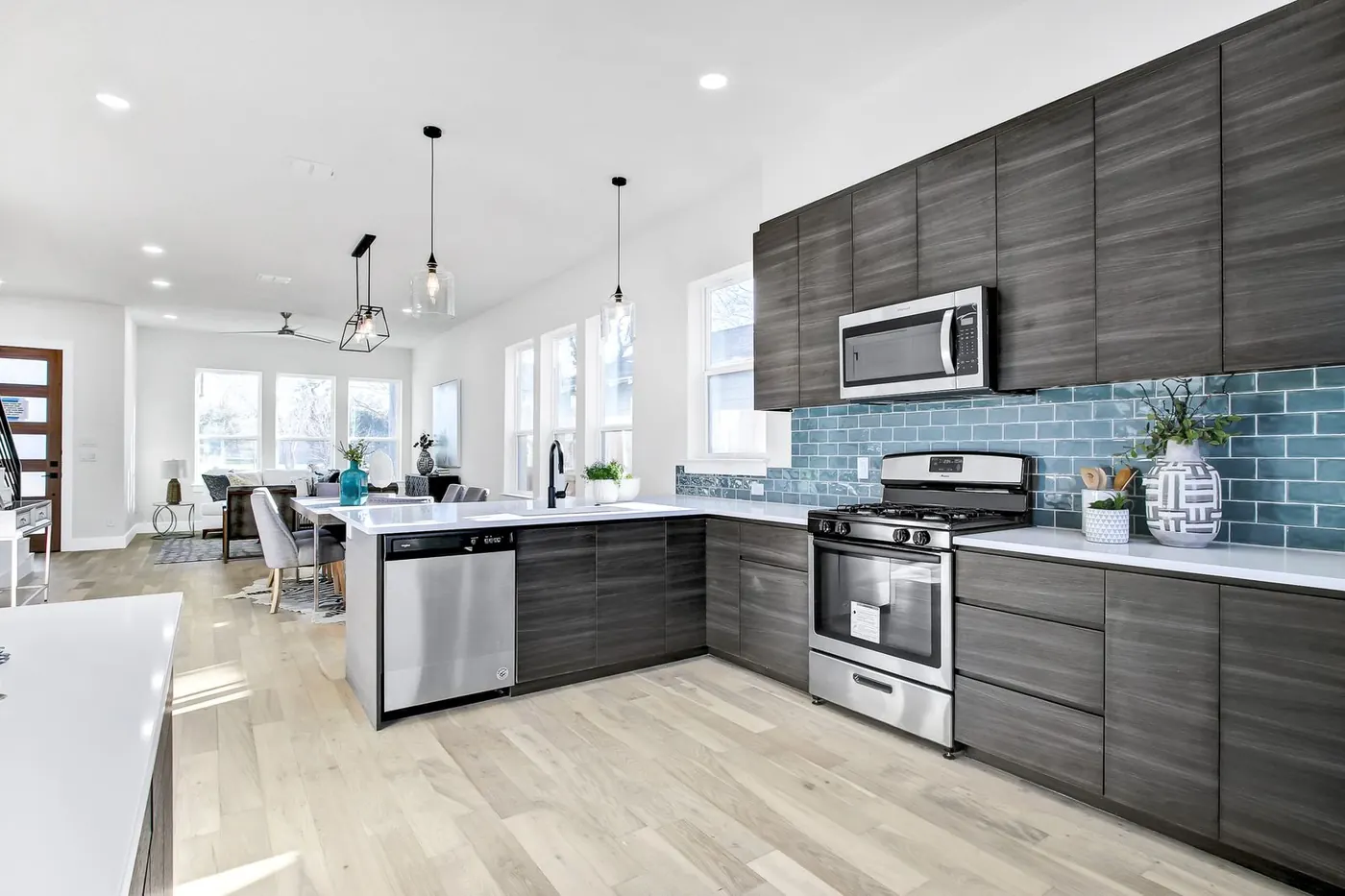 Charcoal slab kitchen