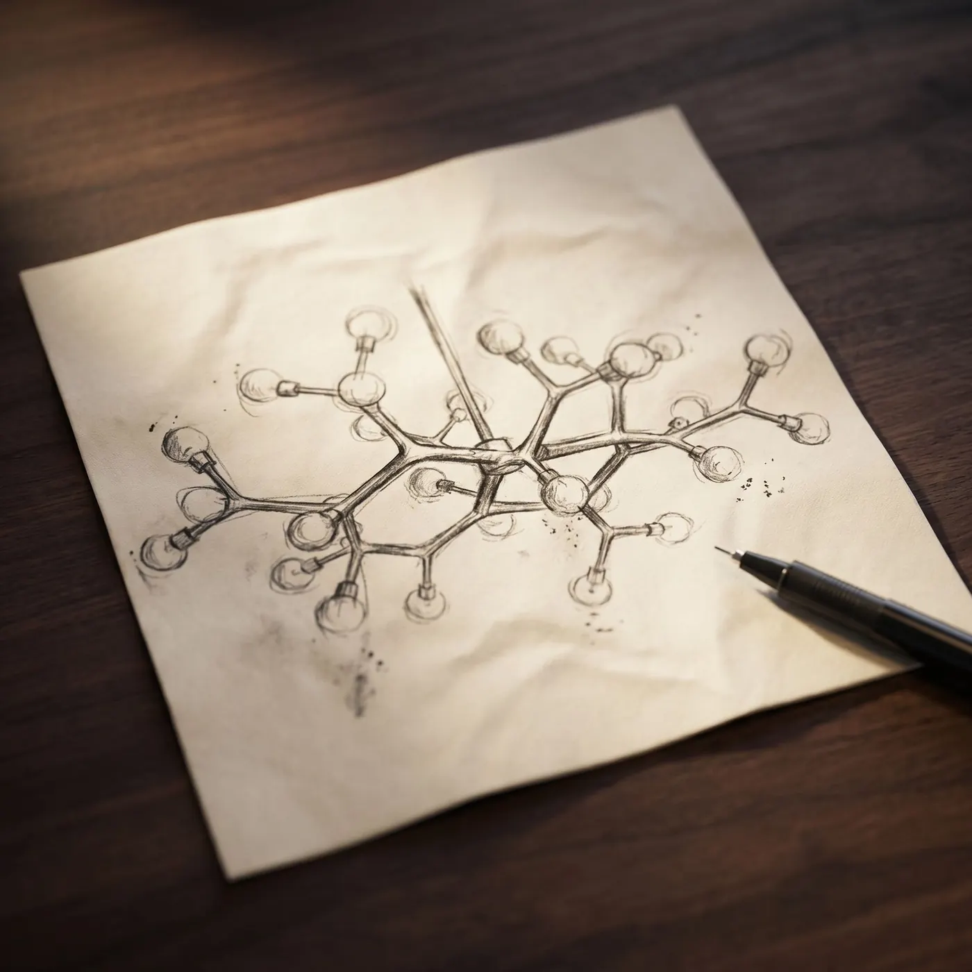 Sketch of the molecular brass chandelier