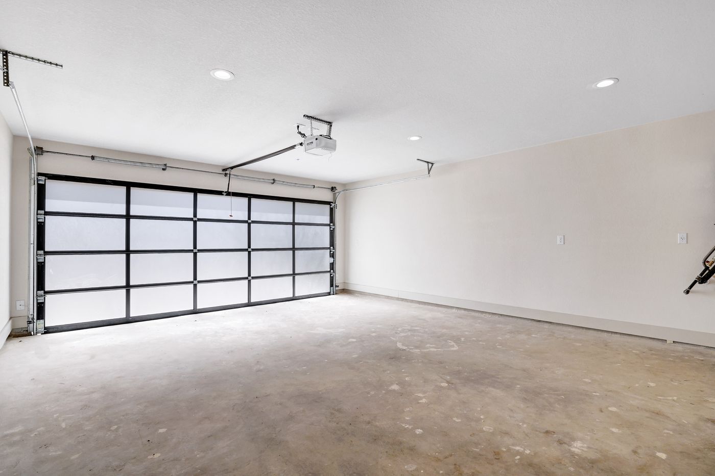 Modern aluminum and glass garage door